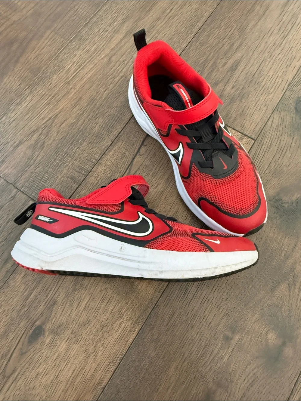 Nike Red and Black Kids' Athletic Sneakers with White Midsole